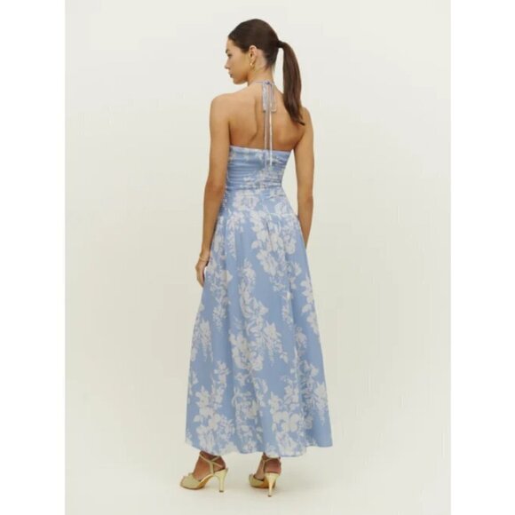 💕REFORMATION💕 Eleni Dress ~ Aliso Blue Floral Print 10 NWT - Picture 6 of 16
